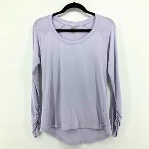 CALIA Rouched Long Sleeve Workout Top Purple